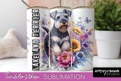 Dog Tumbler Wrap - Dog Mom Floral Tumbler Sublimation Sublimation OrangeBrushStudio 