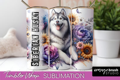 Dog Tumbler Wrap - Dog Mom Floral Tumbler Sublimation Sublimation OrangeBrushStudio 