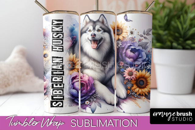 Dog Tumbler Wrap - Dog Mom Floral Tumbler Sublimation Sublimation OrangeBrushStudio 