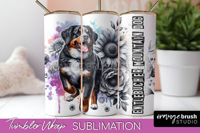 Dog Tumbler Wrap - Dog Mom Floral Tumbler Sublimation Sublimation OrangeBrushStudio 