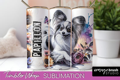 Dog Tumbler Wrap - Dog Mom Floral Tumbler Sublimation Sublimation OrangeBrushStudio 