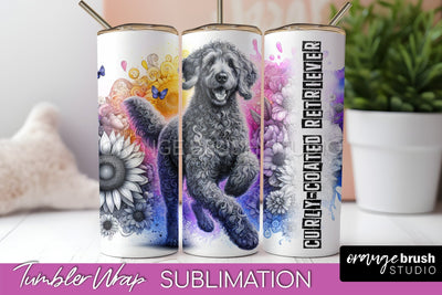 Dog Tumbler Wrap - Dog Mom Floral Tumbler Sublimation Sublimation OrangeBrushStudio 