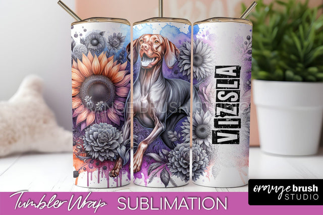 Dog Tumbler Wrap - Dog Mom Floral Tumbler Sublimation Sublimation OrangeBrushStudio 