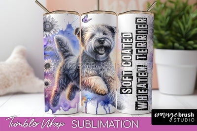 Dog Tumbler Wrap - Dog Mom Floral Tumbler Sublimation Sublimation OrangeBrushStudio 