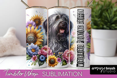 Dog Tumbler Wrap - Dog Mom Floral Tumbler Sublimation Sublimation OrangeBrushStudio 