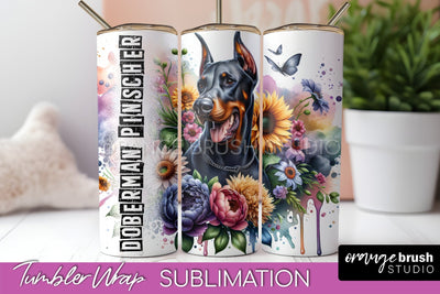 Dog Tumbler Wrap - Dog Mom Floral Tumbler Sublimation Sublimation OrangeBrushStudio 