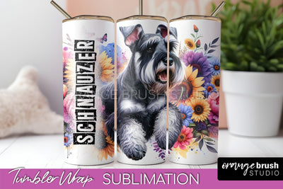Dog Tumbler Wrap - Dog Mom Floral Tumbler Sublimation Sublimation OrangeBrushStudio 