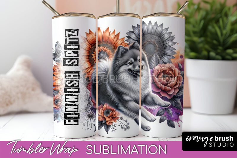 Dog Tumbler Wrap - Dog Mom Floral Tumbler Sublimation Sublimation OrangeBrushStudio 
