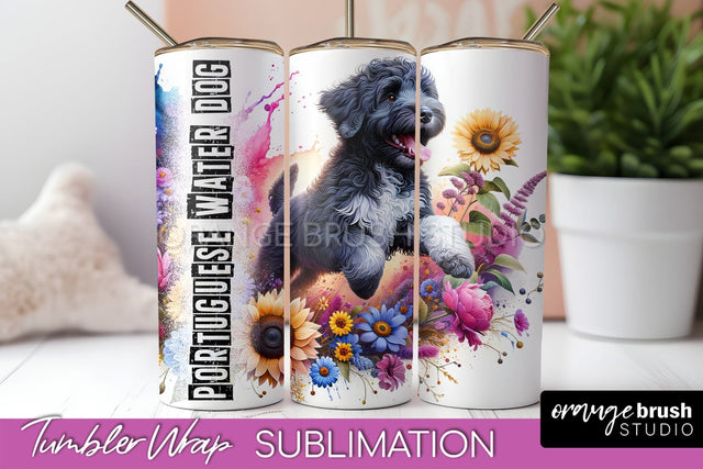 Dog Tumbler Wrap - Dog Mom Floral Tumbler Sublimation Sublimation OrangeBrushStudio 