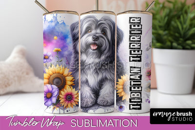 Dog Tumbler Wrap - Dog Mom Floral Tumbler Sublimation Sublimation OrangeBrushStudio 