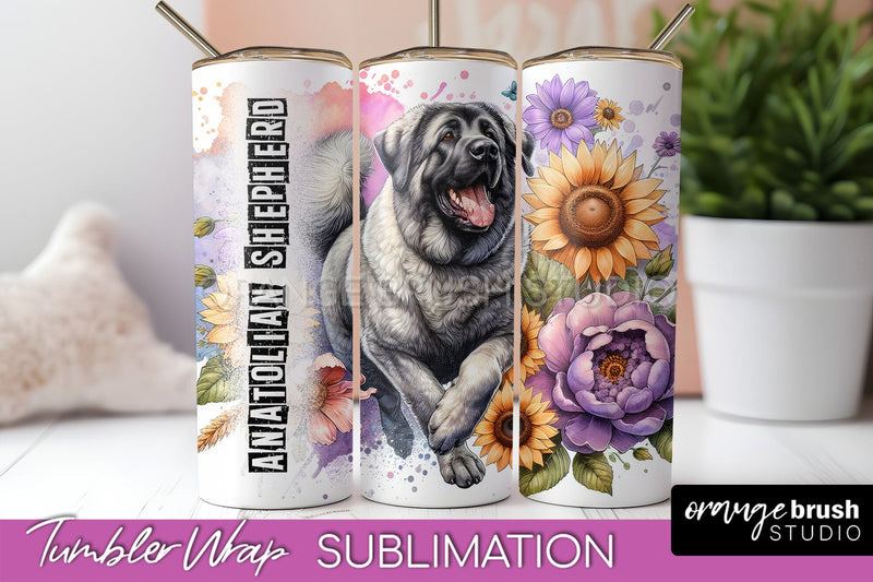 Dog Tumbler Wrap - Dog Mom Floral Tumbler Sublimation Sublimation OrangeBrushStudio 