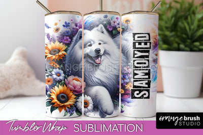 Dog Tumbler Wrap - Dog Mom Floral Tumbler Sublimation Sublimation OrangeBrushStudio 