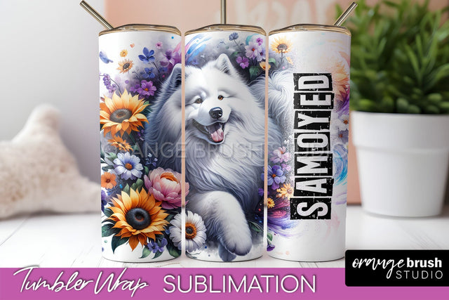 Dog Tumbler Wrap - Dog Mom Floral Tumbler Sublimation Sublimation OrangeBrushStudio 