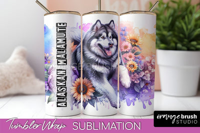 Dog Tumbler Wrap - Dog Mom Floral Tumbler Sublimation Sublimation OrangeBrushStudio 