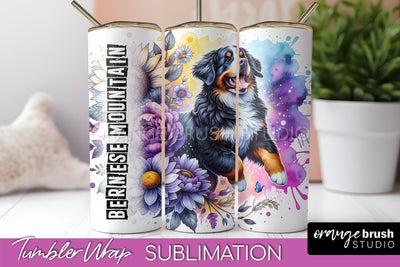 Dog Tumbler Wrap - Dog Mom Floral Tumbler Sublimation Sublimation OrangeBrushStudio 
