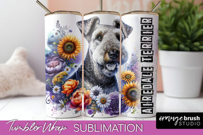 Dog Tumbler Wrap - Dog Mom Floral Tumbler Sublimation Sublimation OrangeBrushStudio 