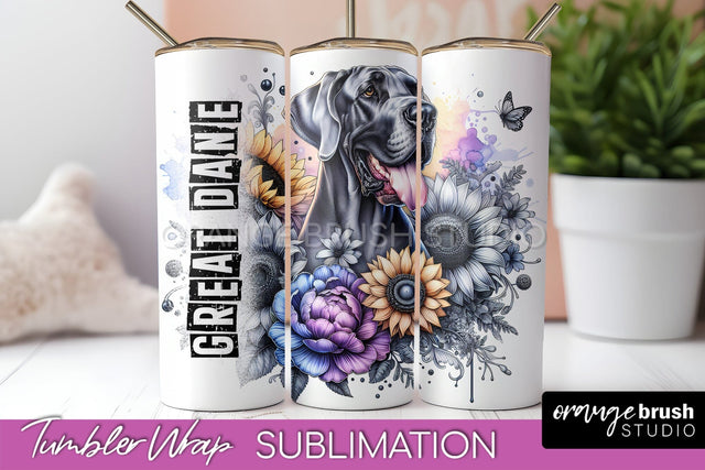 Dog Tumbler Wrap - Dog Mom Floral Tumbler Sublimation Sublimation OrangeBrushStudio 