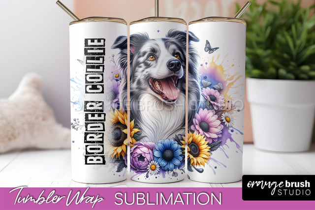 Dog Tumbler Wrap - Dog Mom Floral Tumbler Sublimation Sublimation OrangeBrushStudio 