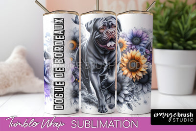 Dog Tumbler Wrap - Dog Mom Floral Tumbler Sublimation Sublimation OrangeBrushStudio 
