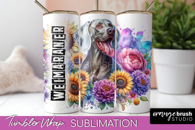 Dog Tumbler Wrap - Dog Mom Floral Tumbler Sublimation Sublimation OrangeBrushStudio 