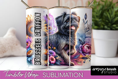 Dog Tumbler Wrap - Dog Mom Floral Tumbler Sublimation Sublimation OrangeBrushStudio 