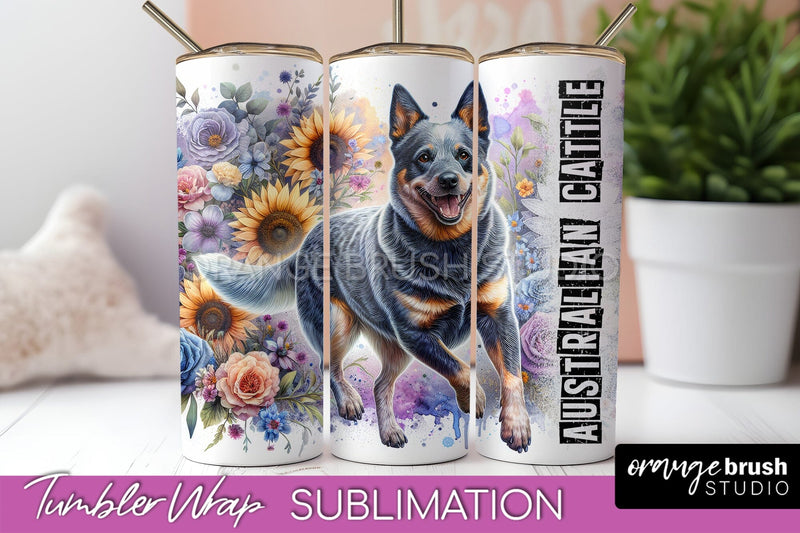 Dog Tumbler Wrap - Dog Mom Floral Tumbler Sublimation Sublimation OrangeBrushStudio 