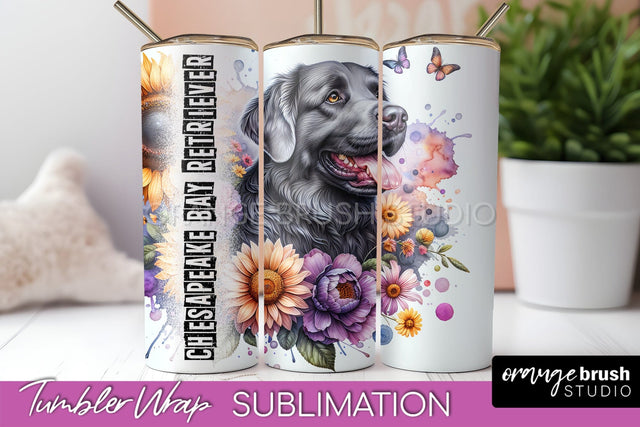 Dog Tumbler Wrap - Dog Mom Floral Tumbler Sublimation Sublimation OrangeBrushStudio 