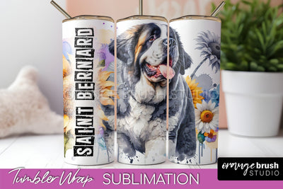 Dog Tumbler Wrap - Dog Mom Floral Tumbler Sublimation Sublimation OrangeBrushStudio 