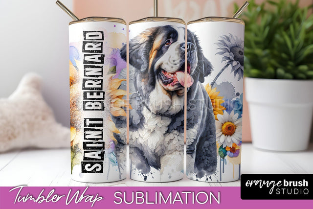 Dog Tumbler Wrap - Dog Mom Floral Tumbler Sublimation Sublimation OrangeBrushStudio 