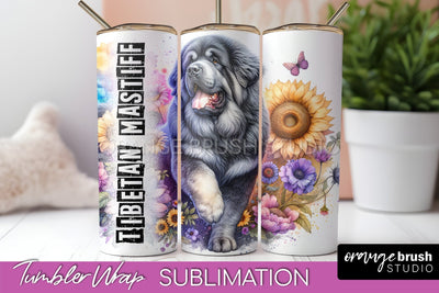 Dog Tumbler Wrap - Dog Mom Floral Tumbler Sublimation Sublimation OrangeBrushStudio 