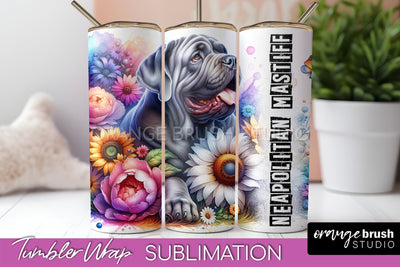 Dog Tumbler Wrap - Dog Mom Floral Tumbler Sublimation Sublimation OrangeBrushStudio 