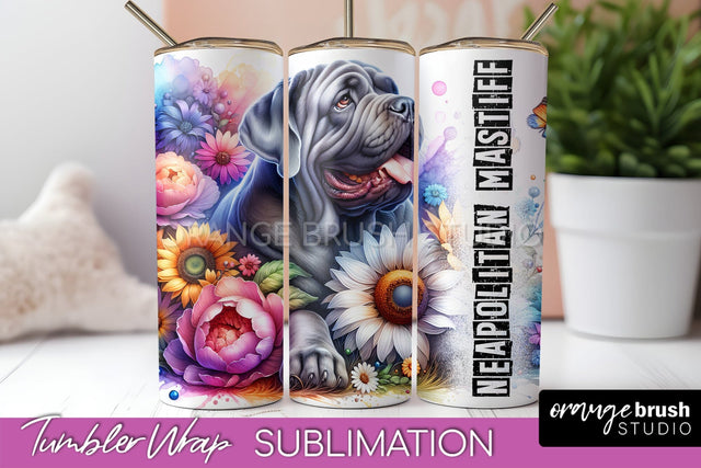Dog Tumbler Wrap - Dog Mom Floral Tumbler Sublimation Sublimation OrangeBrushStudio 