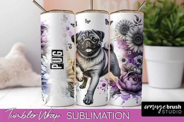 Dog Tumbler Wrap - Dog Mom Floral Tumbler Sublimation Sublimation OrangeBrushStudio 