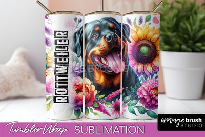 Dog Tumbler Wrap - Dog Mom Floral Tumbler Sublimation Sublimation OrangeBrushStudio 
