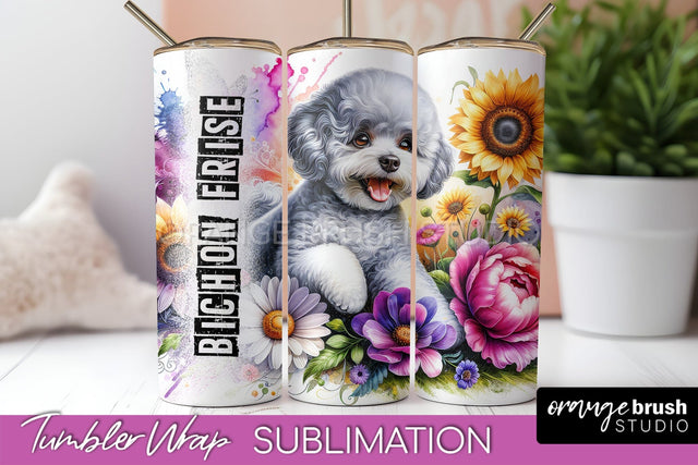 Dog Tumbler Wrap - Dog Mom Floral Tumbler Sublimation Sublimation OrangeBrushStudio 