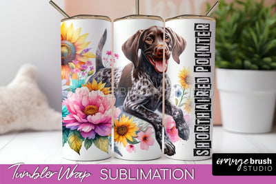 Dog Tumbler Wrap - Dog Mom Floral Tumbler Sublimation Sublimation OrangeBrushStudio 