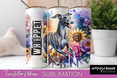 Dog Tumbler Wrap - Dog Mom Floral Tumbler Sublimation Sublimation OrangeBrushStudio 