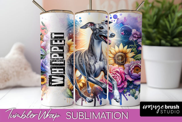 Dog Tumbler Wrap - Dog Mom Floral Tumbler Sublimation Sublimation OrangeBrushStudio 