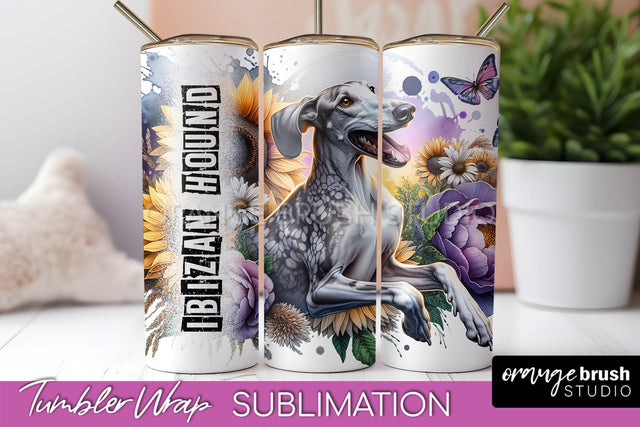Dog Tumbler Wrap - Dog Mom Floral Tumbler Sublimation Sublimation OrangeBrushStudio 