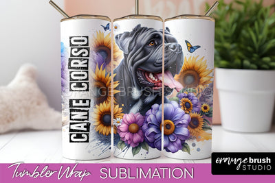 Dog Tumbler Wrap - Dog Mom Floral Tumbler Sublimation Sublimation OrangeBrushStudio 