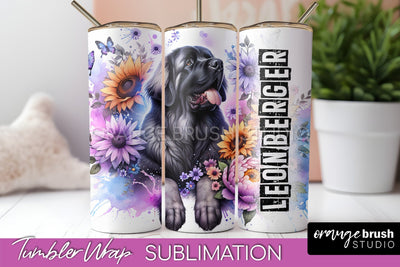 Dog Tumbler Wrap - Dog Mom Floral Tumbler Sublimation Sublimation OrangeBrushStudio 