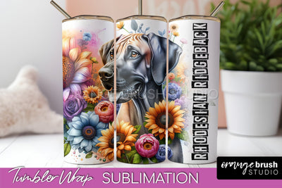 Dog Tumbler Wrap - Dog Mom Floral Tumbler Sublimation Sublimation OrangeBrushStudio 