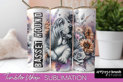 Dog Tumbler Wrap - Dog Mom Floral Tumbler Sublimation Sublimation OrangeBrushStudio 