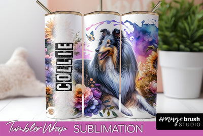 Dog Tumbler Wrap - Dog Mom Floral Tumbler Sublimation Sublimation OrangeBrushStudio 