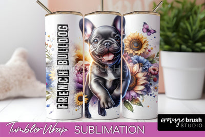 Dog Tumbler Wrap - Dog Mom Floral Tumbler Sublimation Sublimation OrangeBrushStudio 