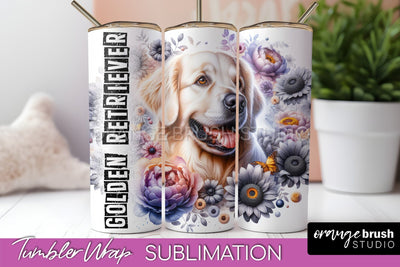 Dog Tumbler Wrap - Dog Mom Floral Tumbler Sublimation Sublimation OrangeBrushStudio 