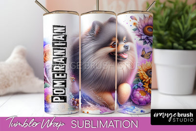 Dog Tumbler Wrap - Dog Mom Floral Tumbler Sublimation Sublimation OrangeBrushStudio 