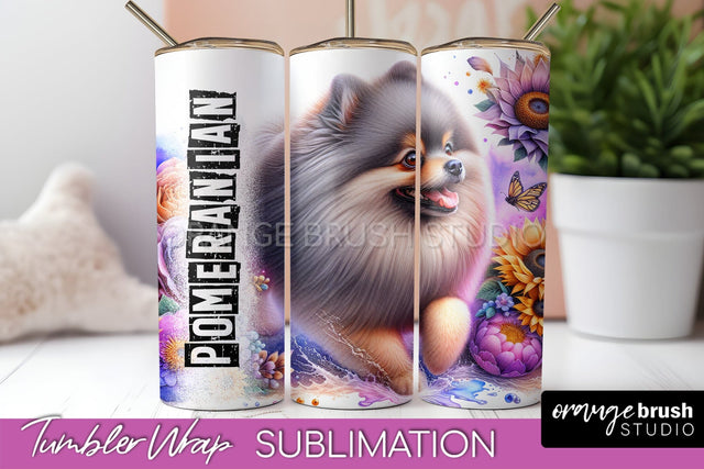 Dog Tumbler Wrap - Dog Mom Floral Tumbler Sublimation Sublimation OrangeBrushStudio 