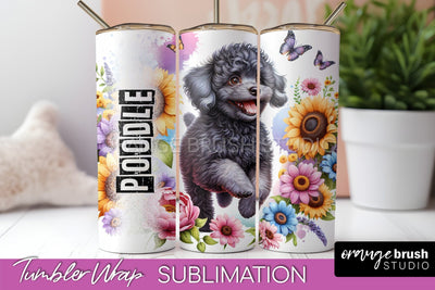 Dog Tumbler Wrap - Dog Mom Floral Tumbler Sublimation Sublimation OrangeBrushStudio 