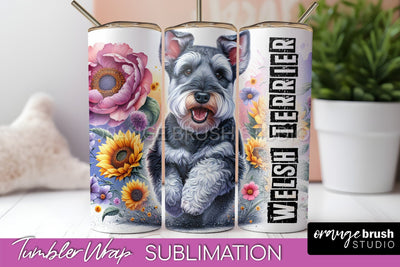 Dog Tumbler Wrap - Dog Mom Floral Tumbler Sublimation Sublimation OrangeBrushStudio 